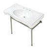 Kingston Brass 36 Ceramic Console Sink with Stainless Steel Legs, WhiteBrushed Nickel VPB28140W88